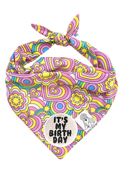 Dog Bandana Barkie Girl - Pink - Customize by adding Interchangeable Velcro Embroidered Patches