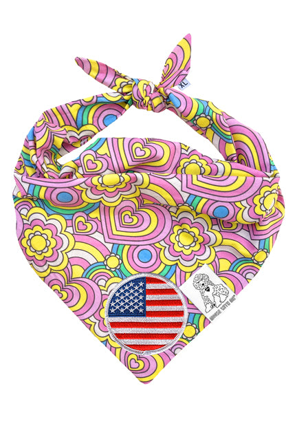 Dog Bandana Barkie Girl - Pink - Customize by adding Interchangeable Velcro Embroidered Patches