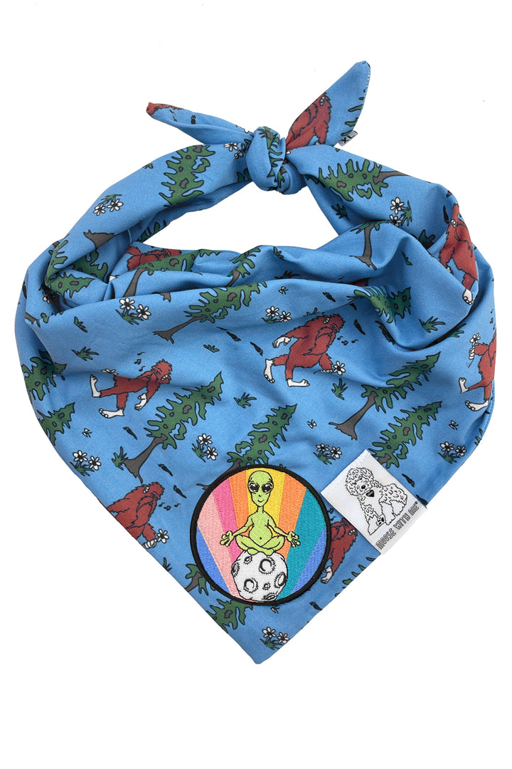 Dog Bandana Big Foot - Blue - Customize by adding Interchangeable Velcro Embroidered Patches