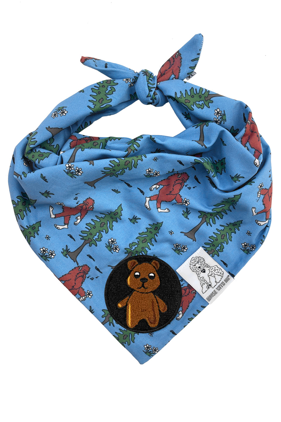 Dog Bandana Big Foot - Blue - Customize by adding Interchangeable Velcro Embroidered Patches