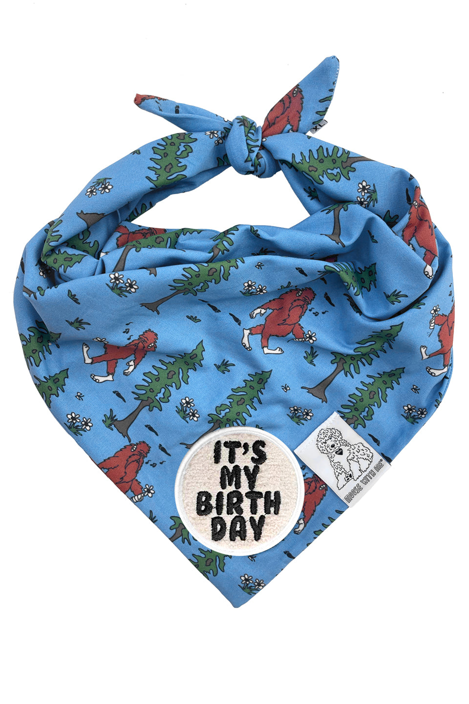 Dog Bandana Big Foot - Blue - Customize by adding Interchangeable Velcro Embroidered Patches