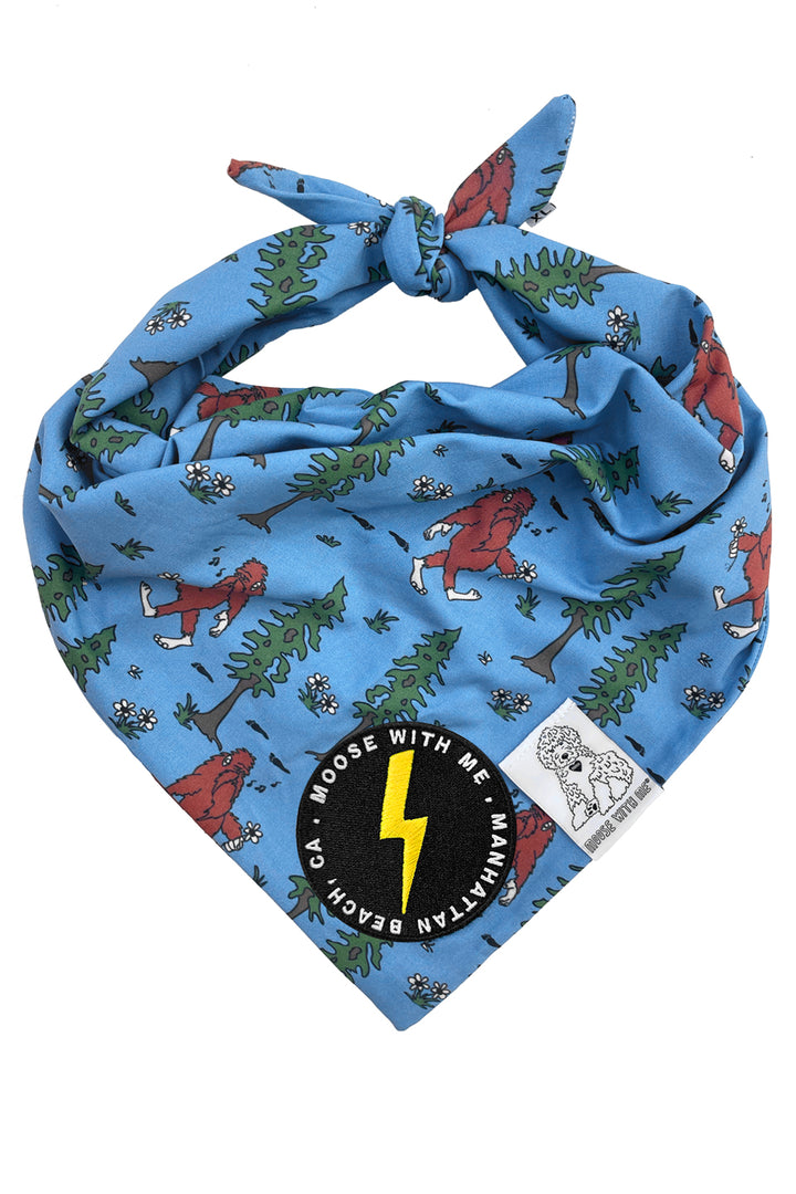 Dog Bandana Big Foot - Blue - Customize by adding Interchangeable Velcro Embroidered Patches