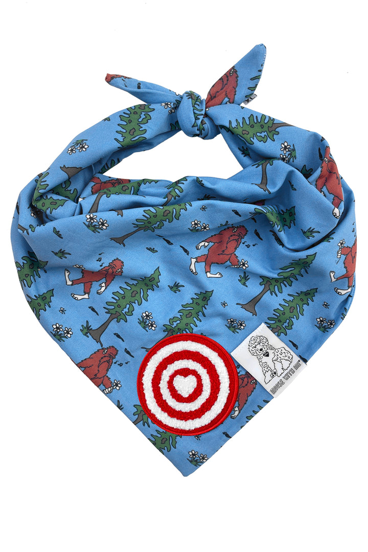 Dog Bandana Big Foot - Blue - Customize by adding Interchangeable Velcro Embroidered Patches