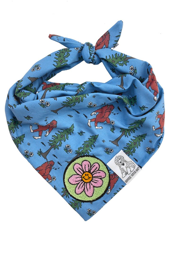 Dog Bandana Big Foot - Blue - Customize by adding Interchangeable Velcro Embroidered Patches