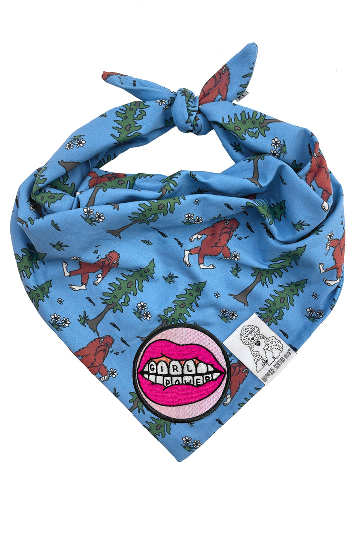 Dog Bandana Big Foot - Blue - Customize by adding Interchangeable Velcro Embroidered Patches