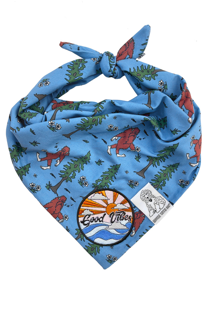 Dog Bandana Big Foot - Blue - Customize by adding Interchangeable Velcro Embroidered Patches