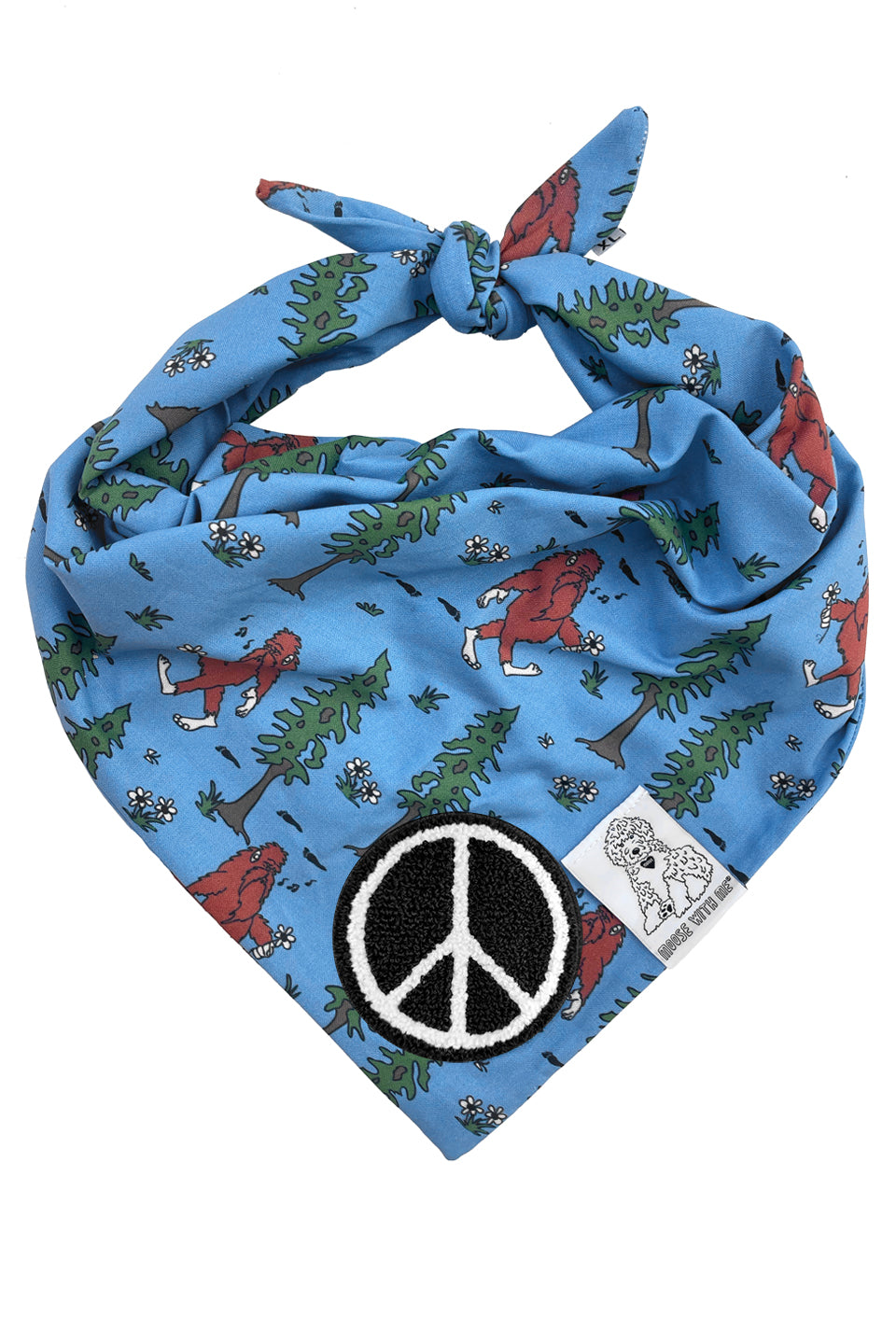 Dog Bandana Big Foot - Blue - Customize by adding Interchangeable Velcro Embroidered Patches