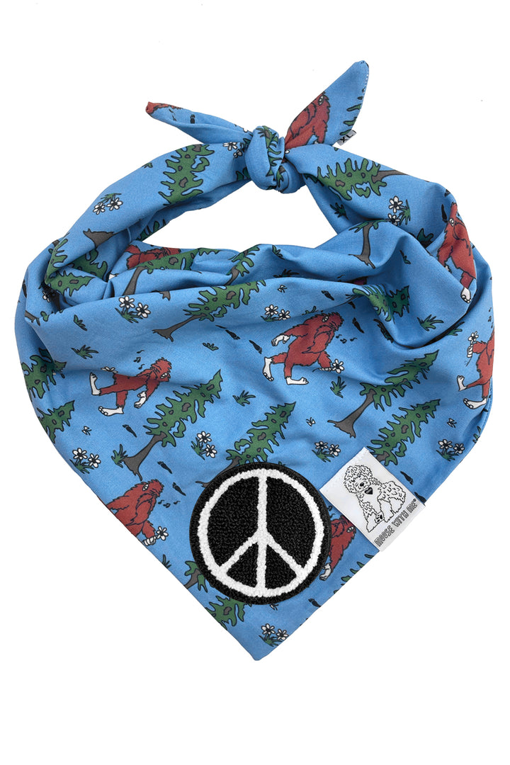 Dog Bandana Big Foot - Blue - Customize by adding Interchangeable Velcro Embroidered Patches