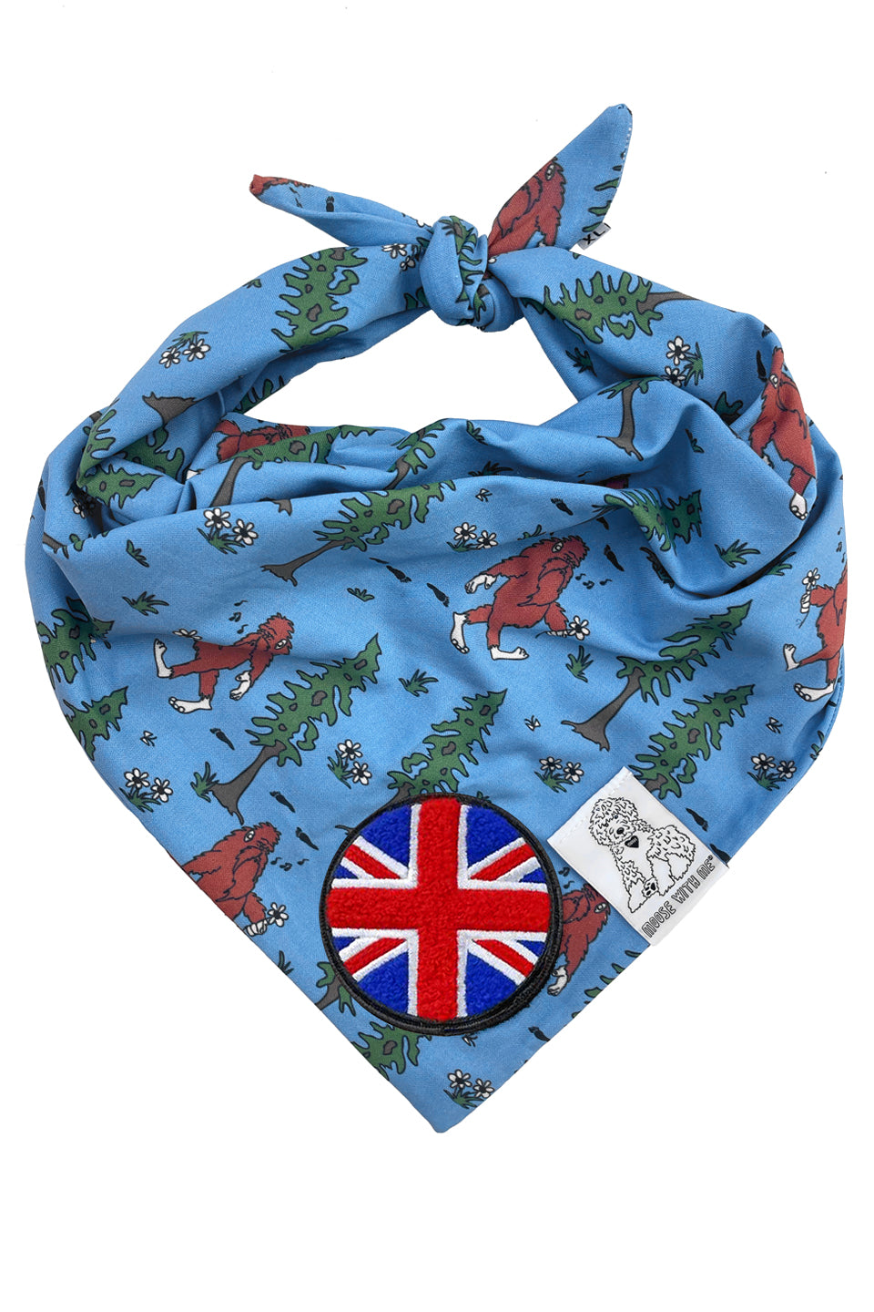 Dog Bandana Big Foot - Blue - Customize by adding Interchangeable Velcro Embroidered Patches