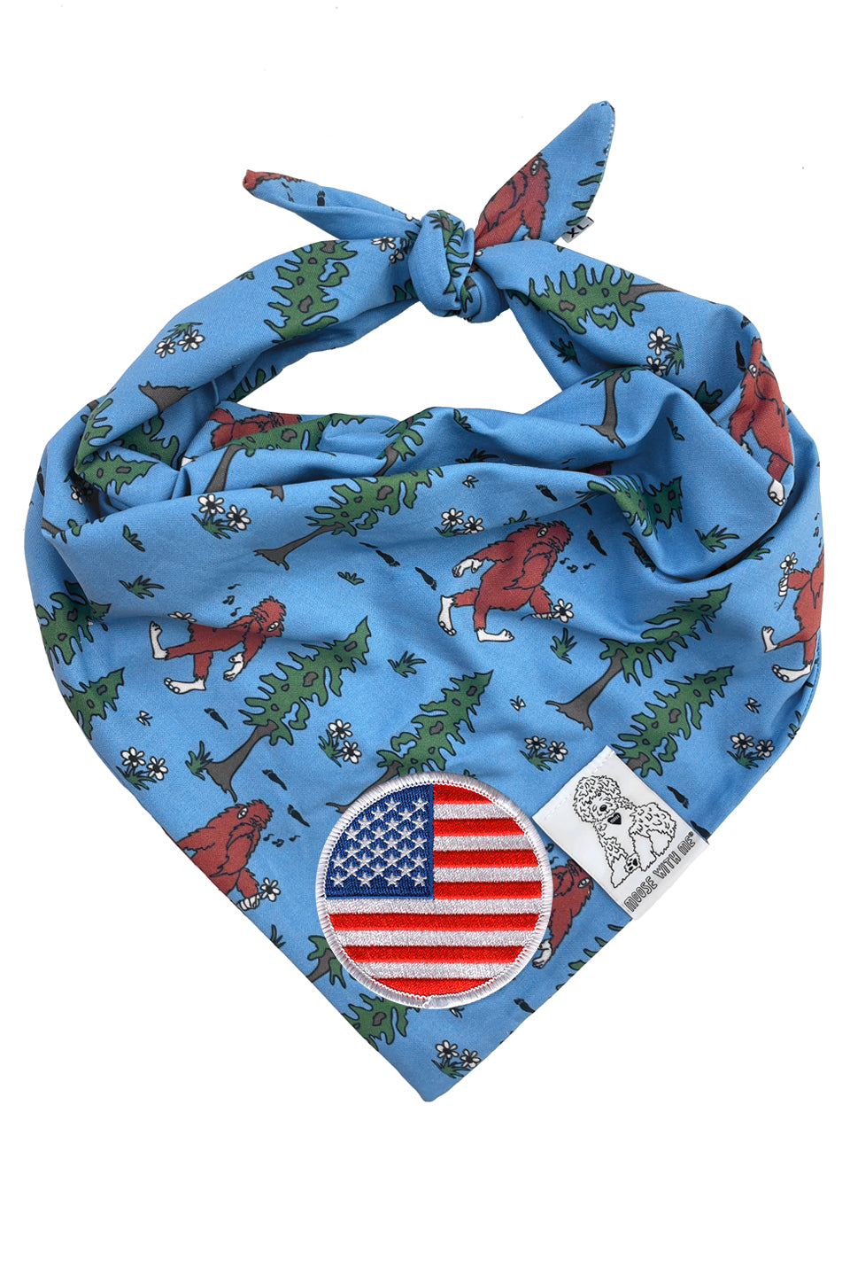 Dog Bandana Big Foot - Blue - Customize by adding Interchangeable Velcro Embroidered Patches