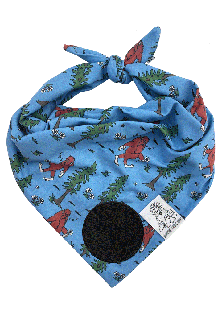 Dog Bandana Big Foot - Blue - Customize by adding Interchangeable Velcro Embroidered Patches