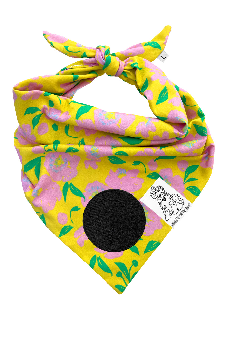 Dog Bandana Blooms - Yellow - Customize by adding Interchangeable Velcro Embroidered Patches
