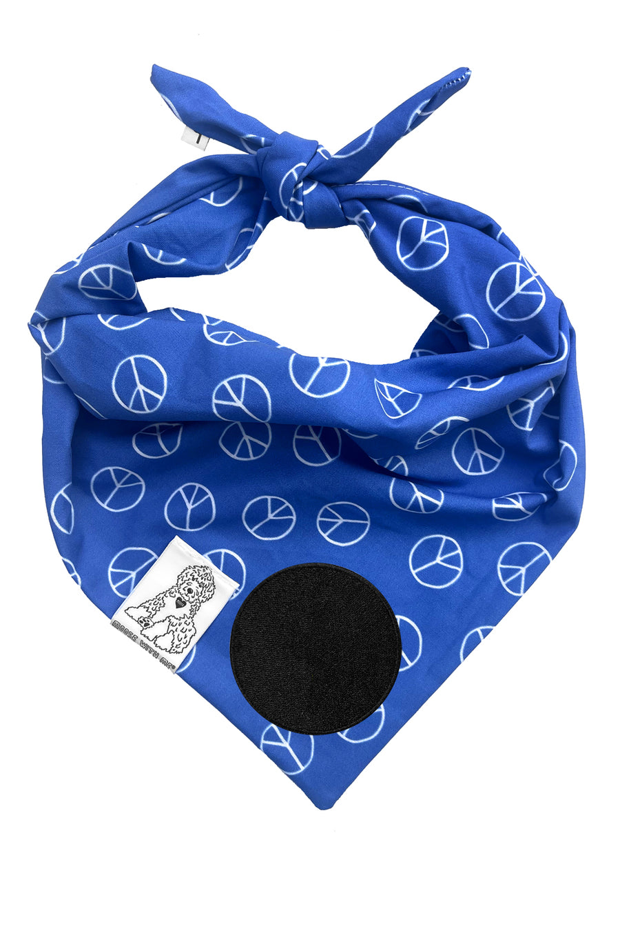 Dog Bandana Peace Sign - Blue - Customize by adding Interchangeable Velcro Embroidered Patches