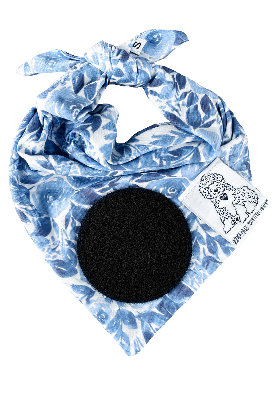 Dog Bandana Vintage Floral - Blue - Customize by adding Interchangeable Velcro Embroidered Patches