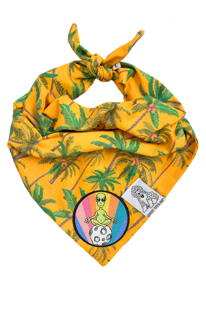 Dog Bandana Palm Tree - Gold - Customize by adding Interchangeable Velcro Embroidered Patches