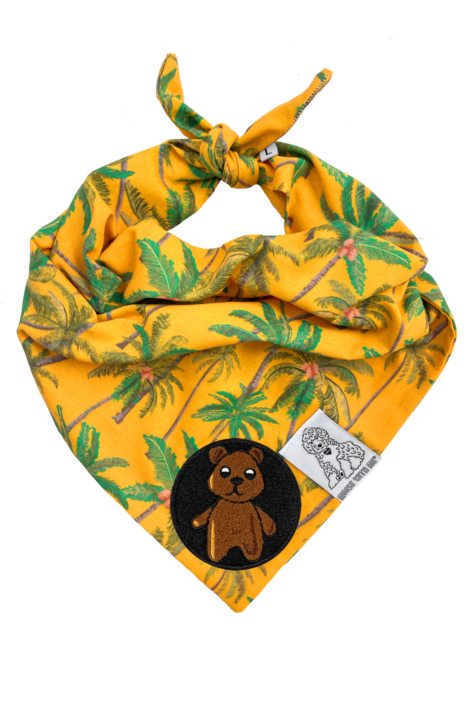 Dog Bandana Palm Tree - Gold - Customize by adding Interchangeable Velcro Embroidered Patches
