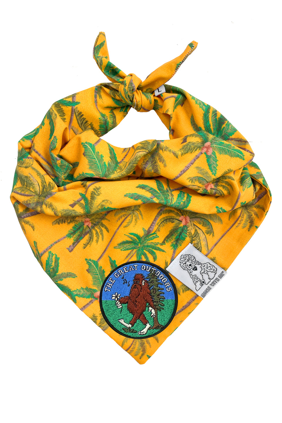 Dog Bandana Palm Tree - Gold - Customize by adding Interchangeable Velcro Embroidered Patches
