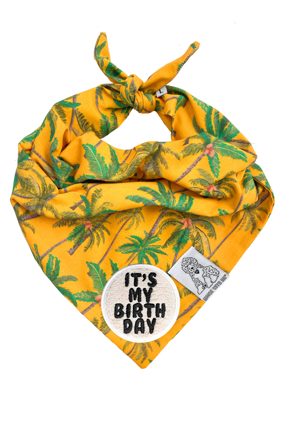 Dog Bandana Palm Tree - Gold - Customize by adding Interchangeable Velcro Embroidered Patches