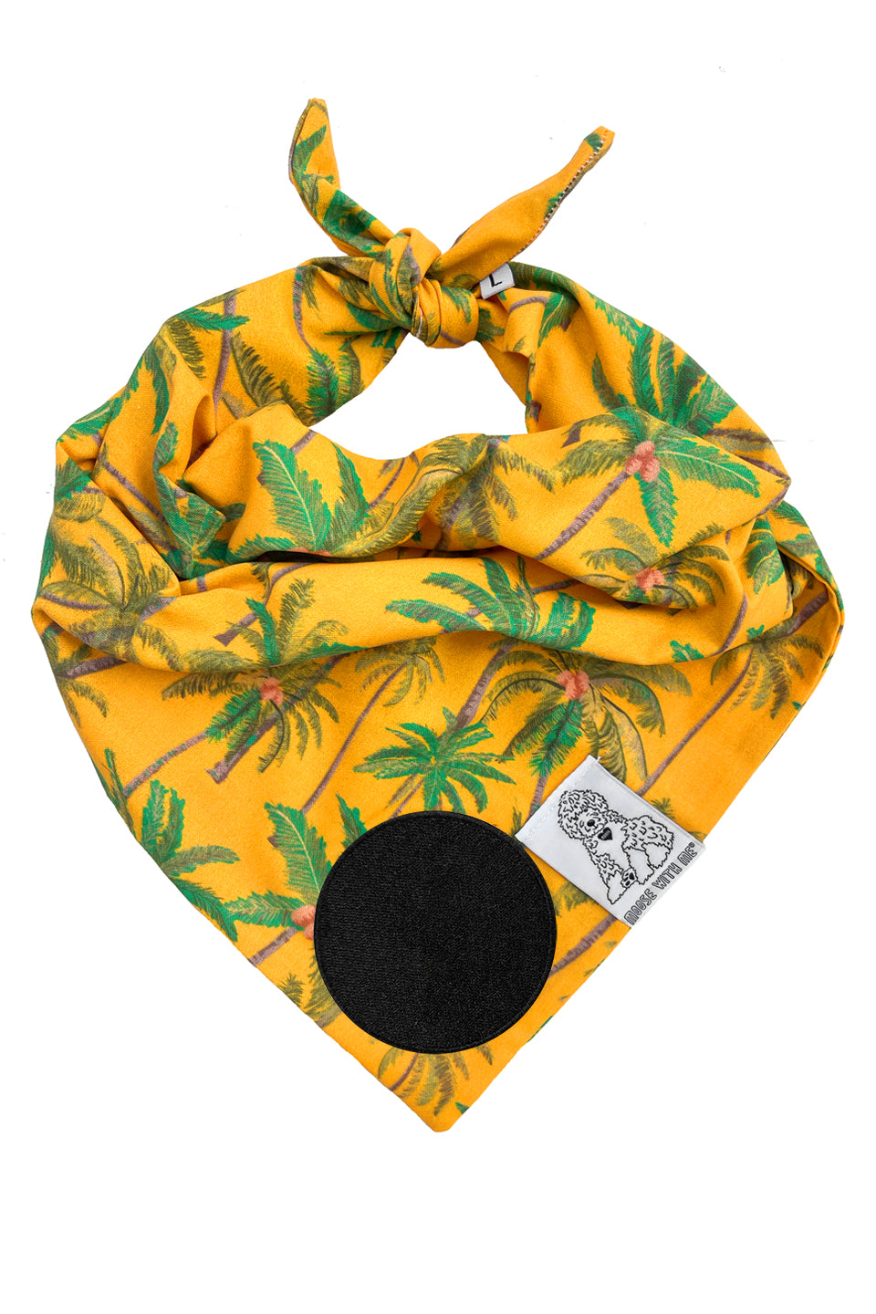 Dog Bandana Palm Tree - Gold - Customize by adding Interchangeable Velcro Embroidered Patches