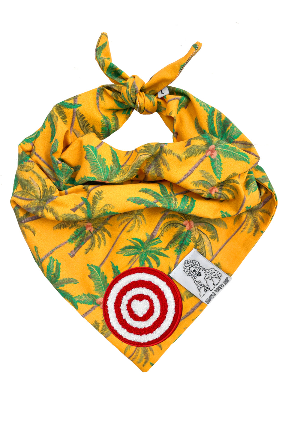 Dog Bandana Palm Tree - Gold - Customize by adding Interchangeable Velcro Embroidered Patches