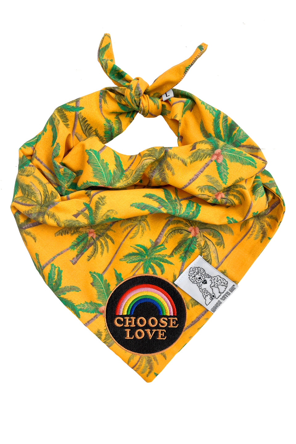Dog Bandana Palm Tree - Gold - Customize by adding Interchangeable Velcro Embroidered Patches