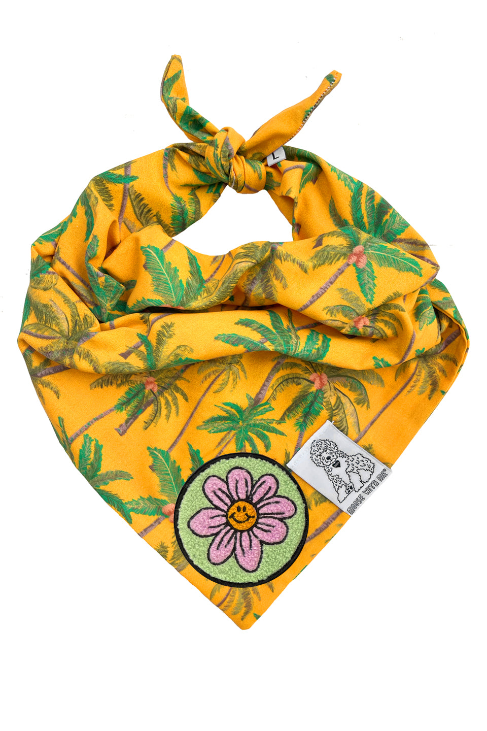Dog Bandana Palm Tree - Gold - Customize by adding Interchangeable Velcro Embroidered Patches
