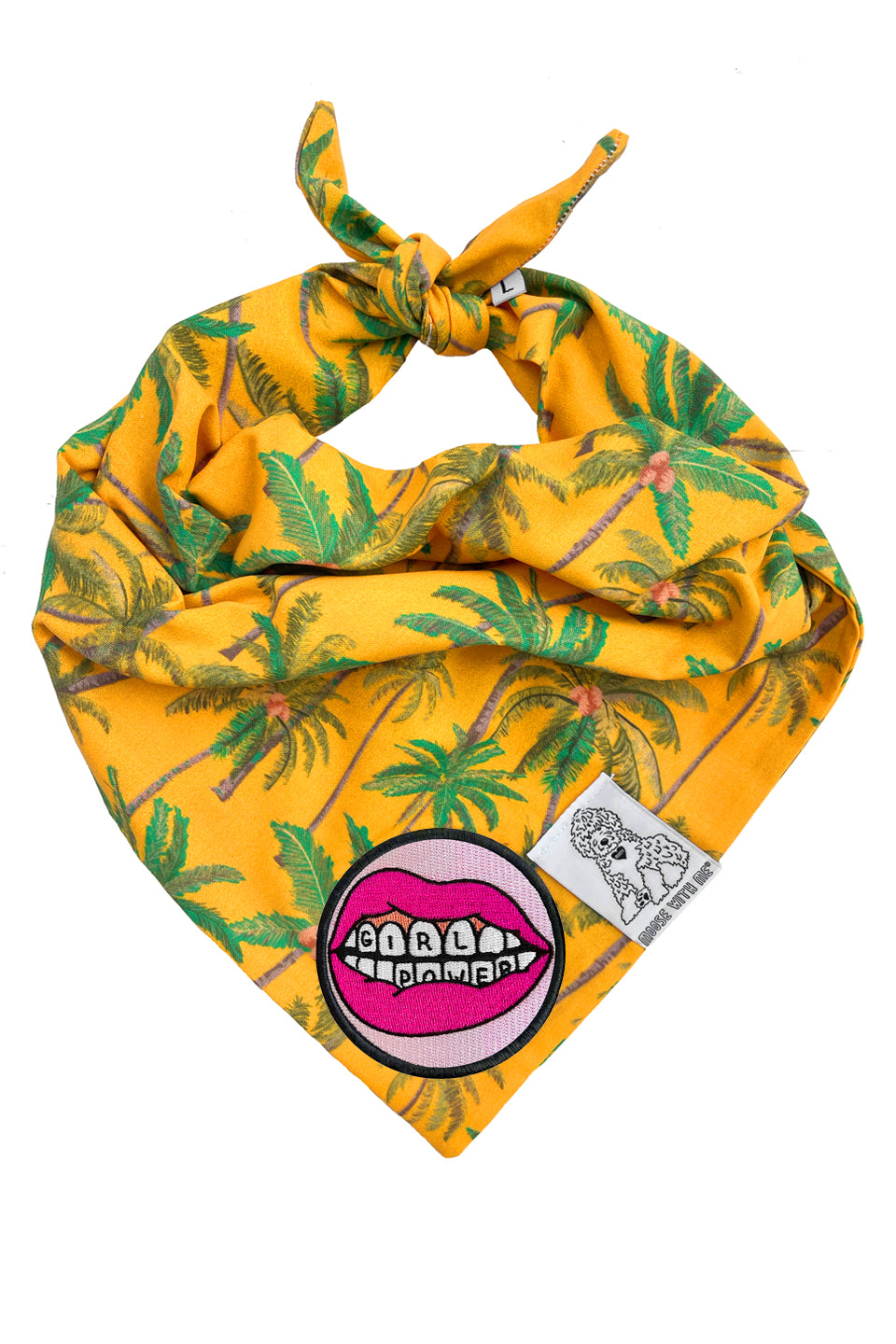 Dog Bandana Palm Tree - Gold - Customize by adding Interchangeable Velcro Embroidered Patches