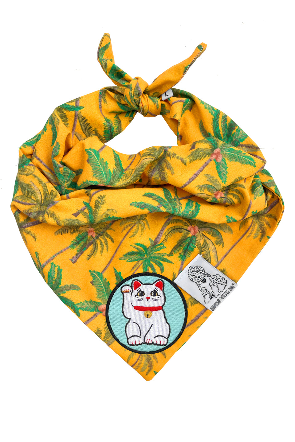 Dog Bandana Palm Tree - Gold - Customize by adding Interchangeable Velcro Embroidered Patches