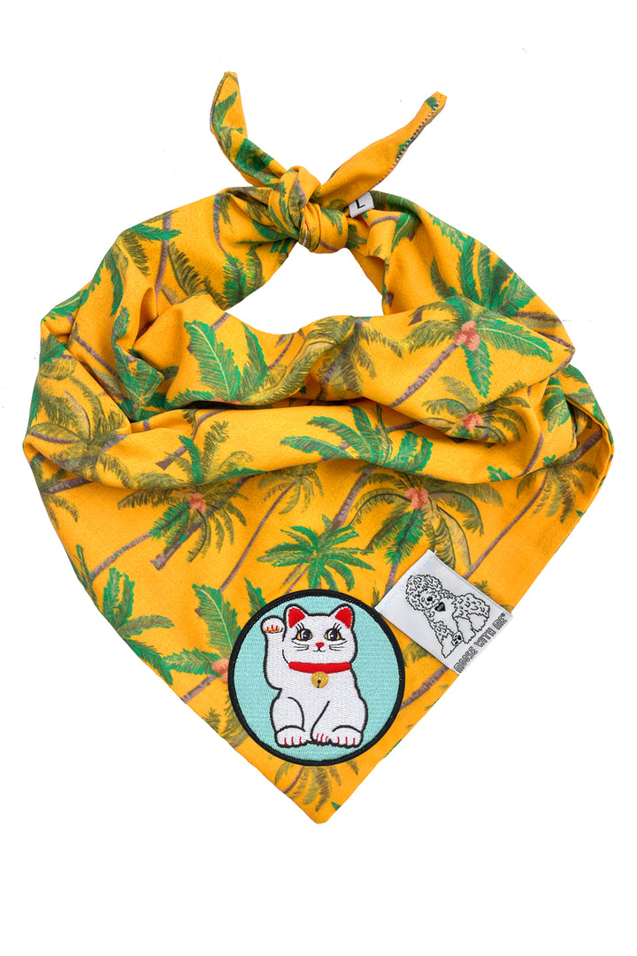 Dog Bandana Palm Tree - Gold - Customize by adding Interchangeable Velcro Embroidered Patches