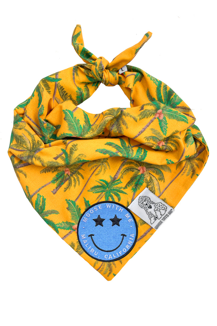 Dog Bandana Palm Tree - Gold - Customize by adding Interchangeable Velcro Embroidered Patches
