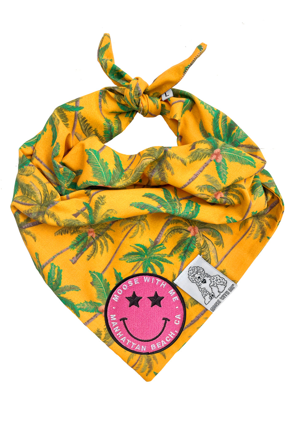 Dog Bandana Palm Tree - Gold - Customize by adding Interchangeable Velcro Embroidered Patches