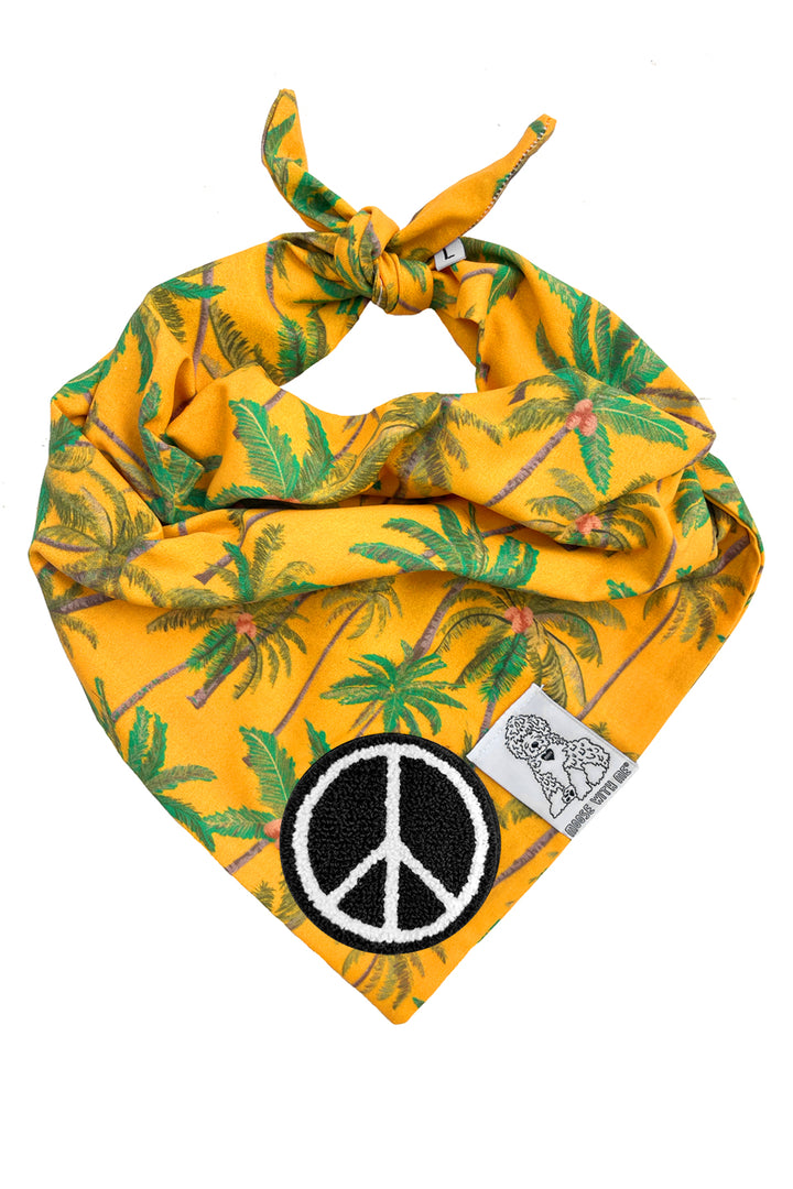 Dog Bandana Palm Tree - Gold - Customize by adding Interchangeable Velcro Embroidered Patches