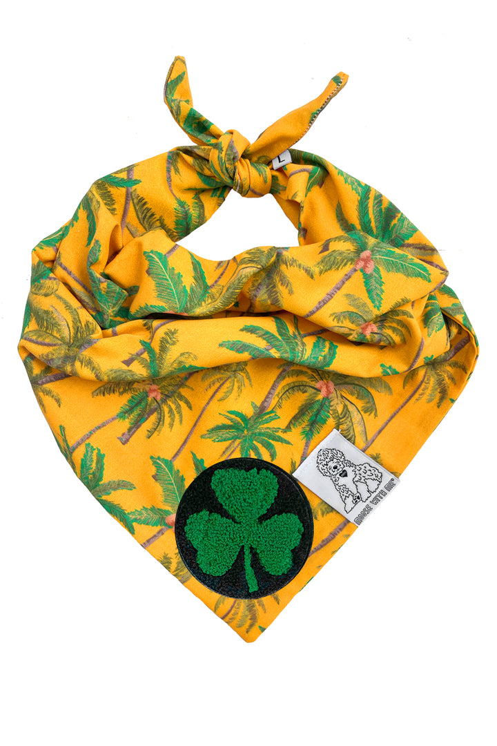 Dog Bandana Palm Tree - Gold - Customize by adding Interchangeable Velcro Embroidered Patches