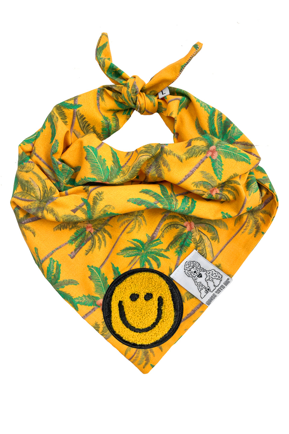 Dog Bandana Palm Tree - Gold - Customize by adding Interchangeable Velcro Embroidered Patches