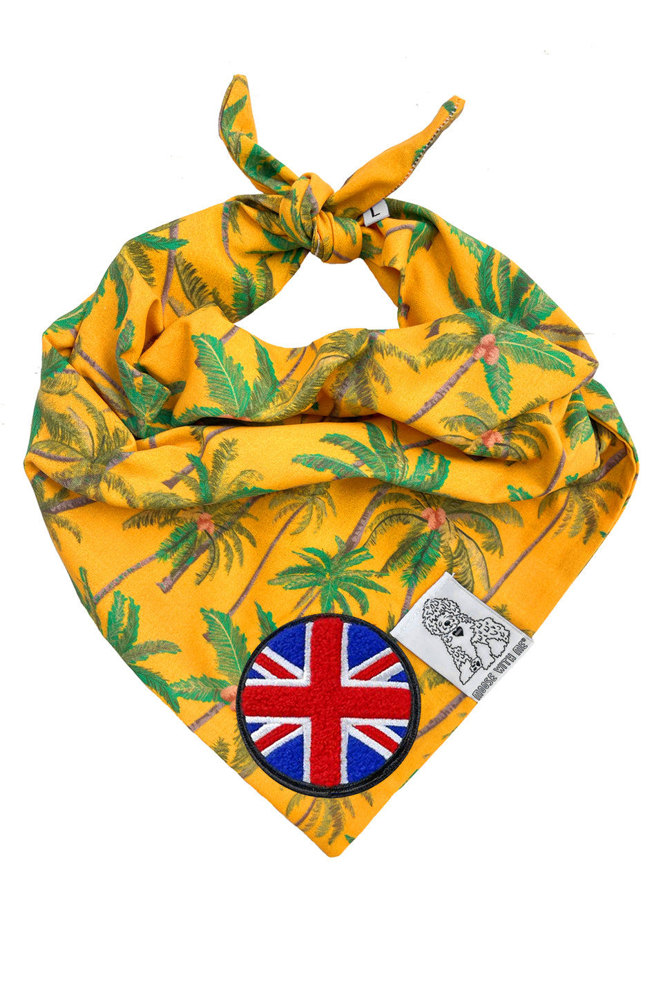 Dog Bandana Palm Tree - Gold - Customize by adding Interchangeable Velcro Embroidered Patches