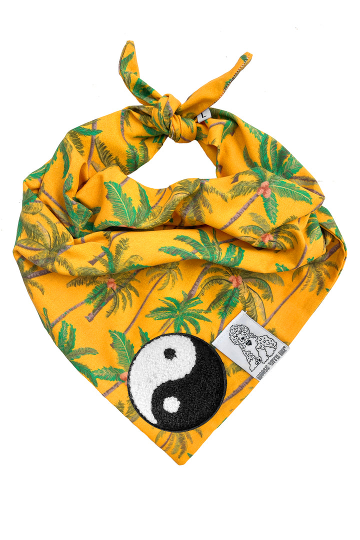 Dog Bandana Palm Tree - Gold - Customize by adding Interchangeable Velcro Embroidered Patches