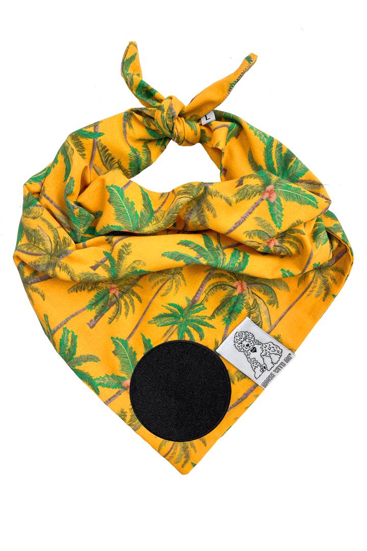 Dog Bandana Palm Tree - Gold - Customize by adding Interchangeable Velcro Embroidered Patches