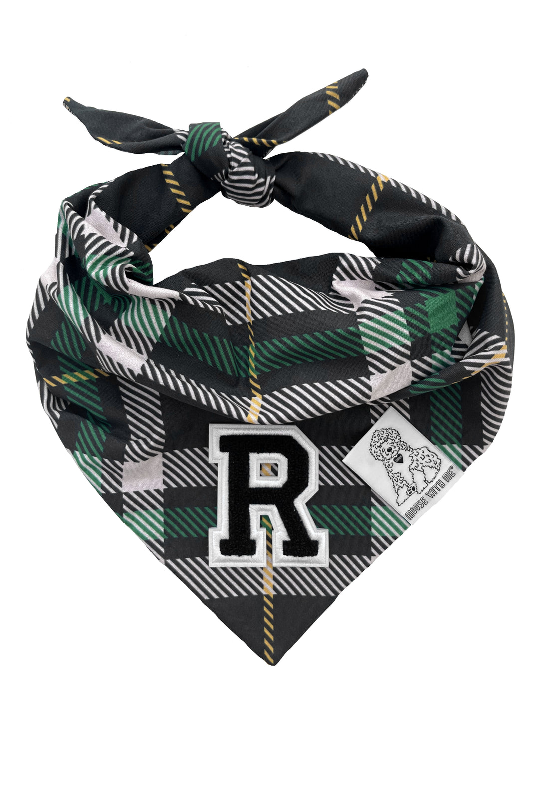 Dog Bandana Plaid - Cream - Customize by adding Interchangeable Velcro Embroidered Patches