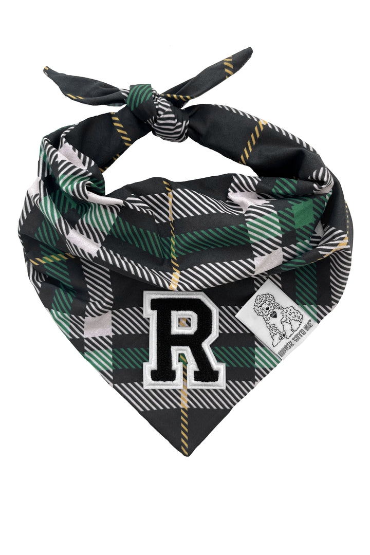 Dog Bandana Plaid - Cream - Customize by adding Interchangeable Velcro Embroidered Patches