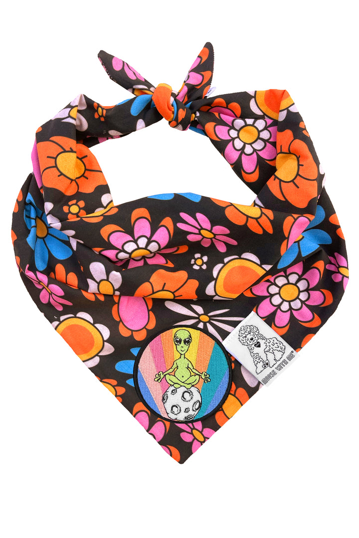 Dog Bandana Daisy - Black - Customize by adding Interchangeable Velcro Embroidered Patches