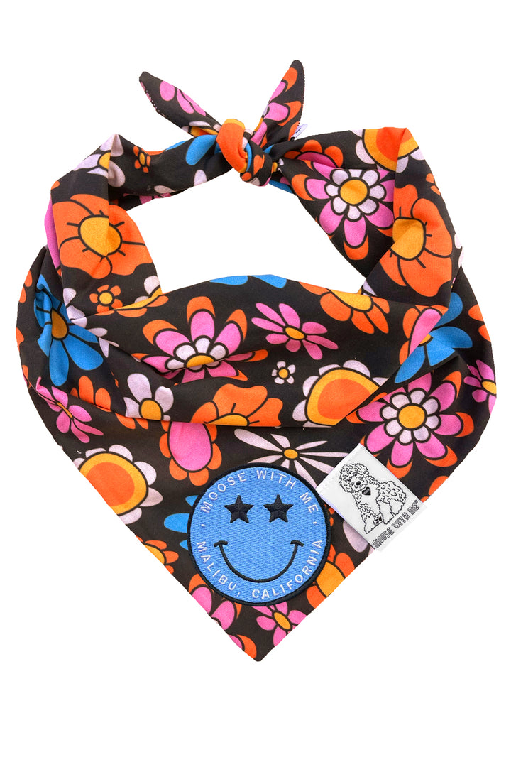 Dog Bandana Daisy - Black - Customize by adding Interchangeable Velcro Embroidered Patches