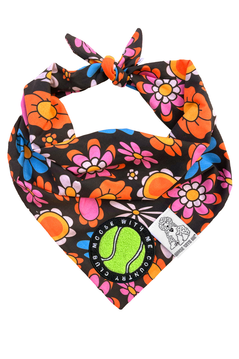 Dog Bandana Daisy - Black - Customize by adding Interchangeable Velcro Embroidered Patches
