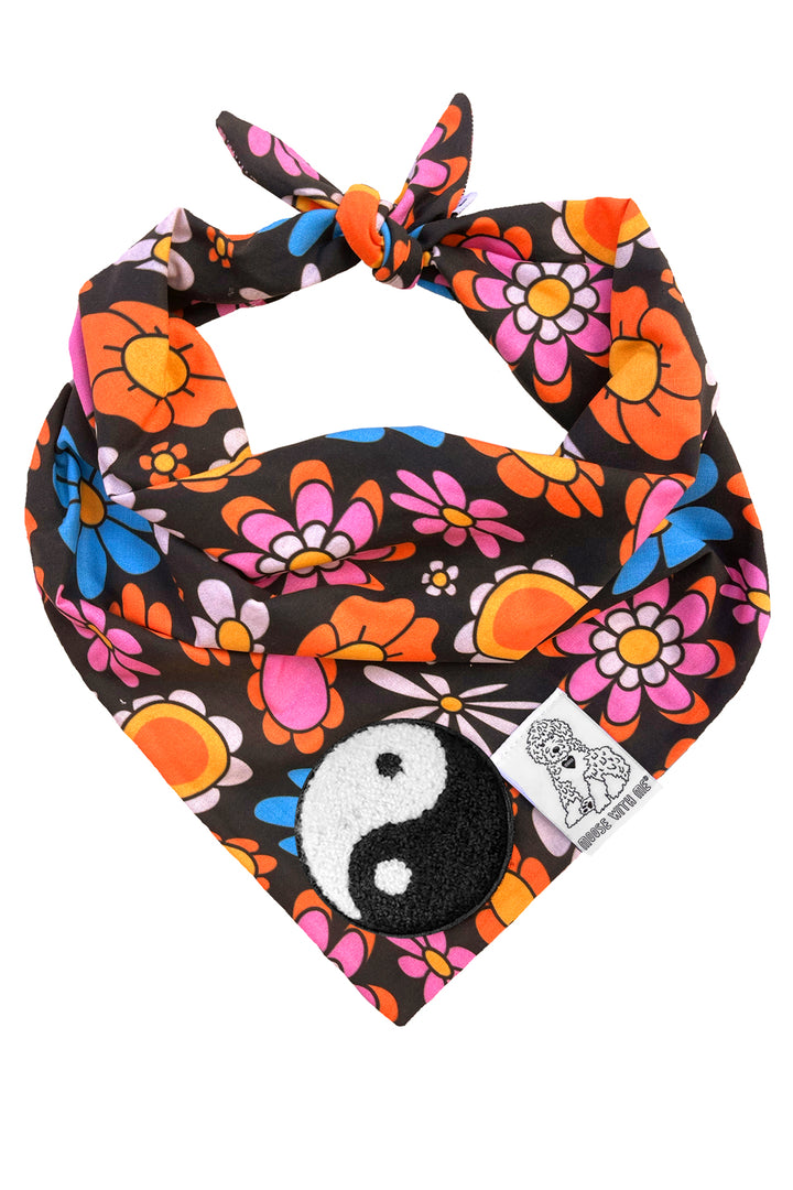 Dog Bandana Daisy - Black - Customize by adding Interchangeable Velcro Embroidered Patches