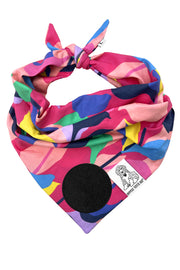 Dog Bandana French Tropics - Pink - Customize by adding Interchangeable Velcro Embroidered Patches