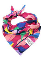 Dog Bandana French Tropics - Pink - Customize by adding Interchangeable Velcro Embroidered Patches