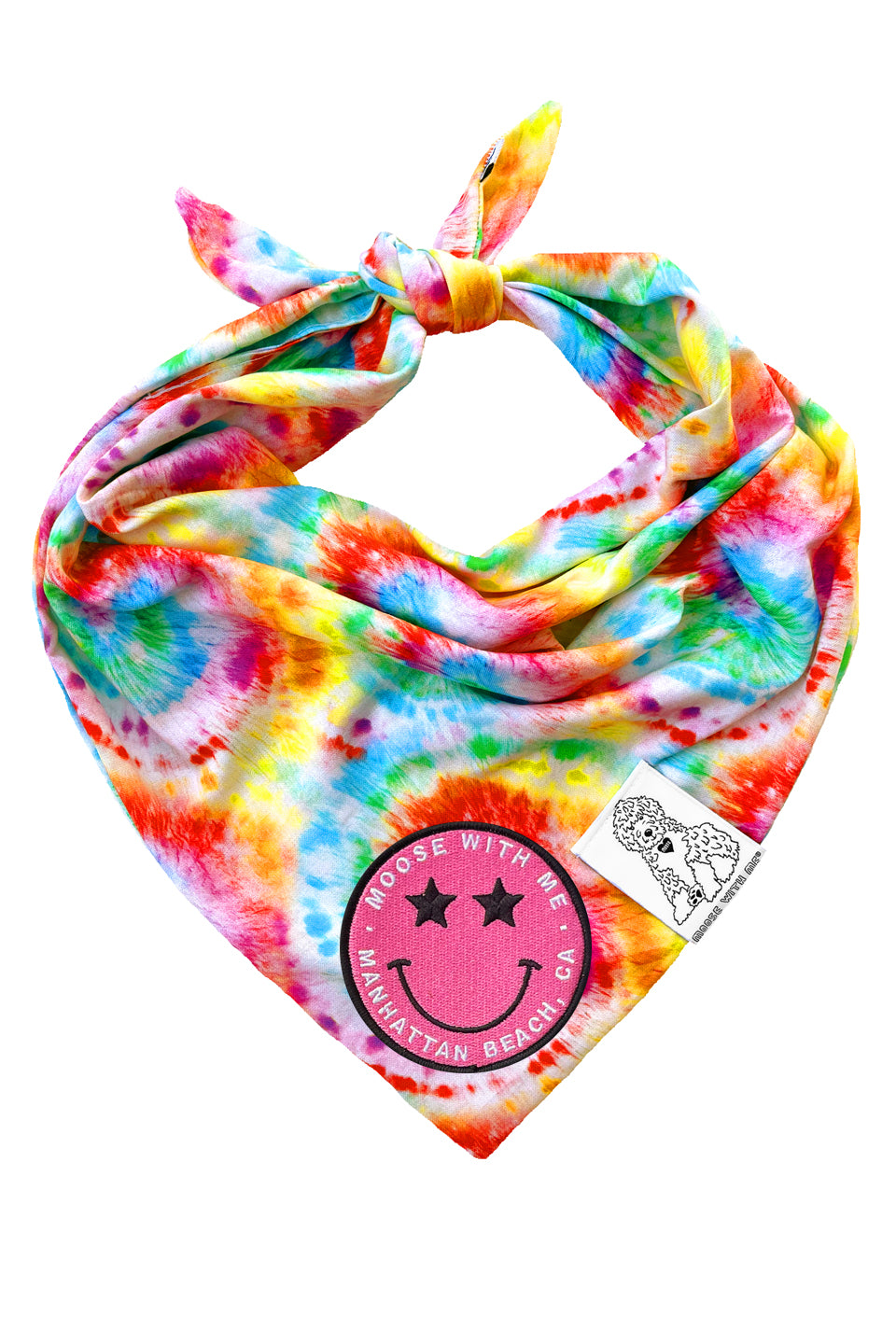 Dog Bandana Tie Dye - Red - Customize by adding Interchangeable Velcro Embroidered Patches