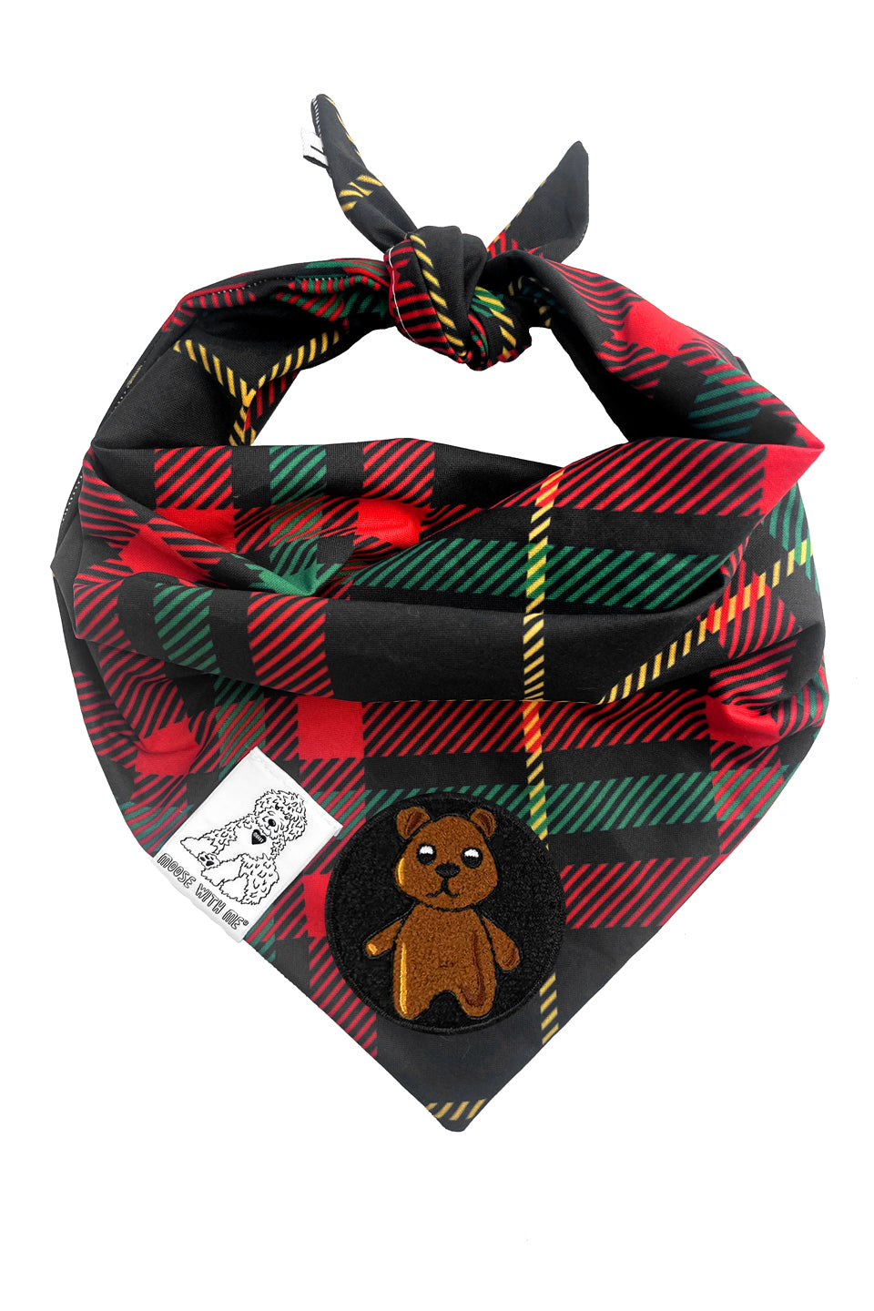 Dog Bandana Plaid - Red - Customize by adding Interchangeable Velcro Embroidered Patches
