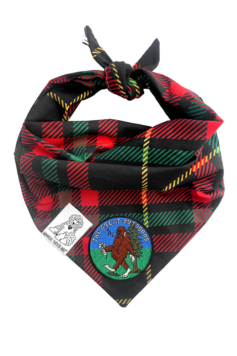 Dog Bandana Plaid - Red - Customize by adding Interchangeable Velcro Embroidered Patches