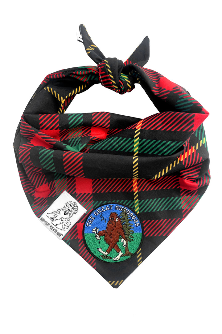 Dog Bandana Plaid - Red - Customize by adding Interchangeable Velcro Embroidered Patches