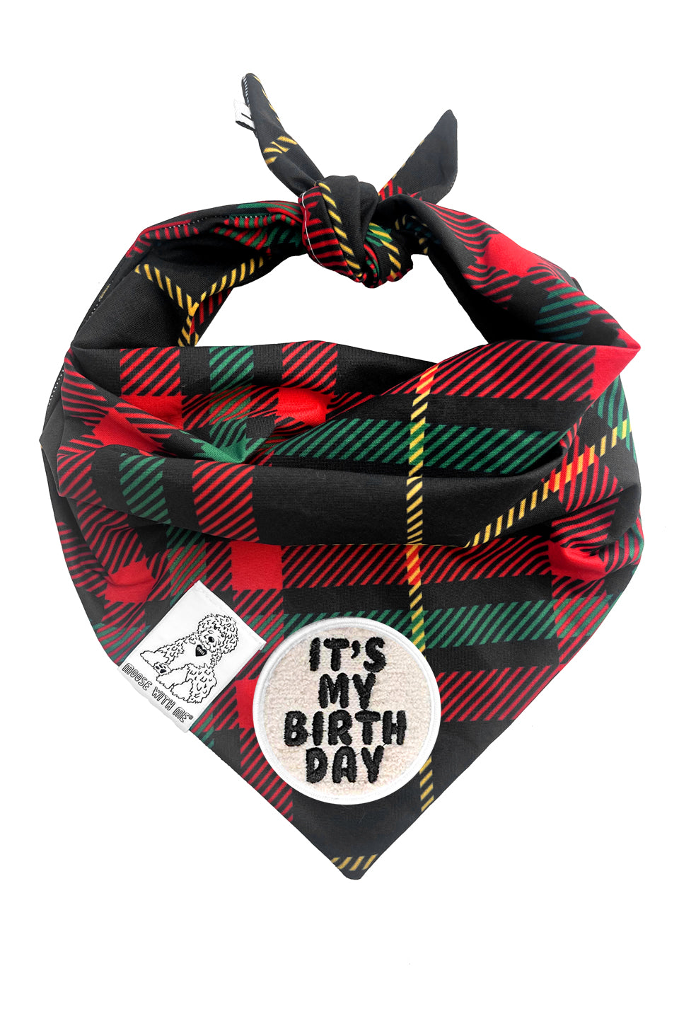 Dog Bandana Plaid - Red - Customize by adding Interchangeable Velcro Embroidered Patches